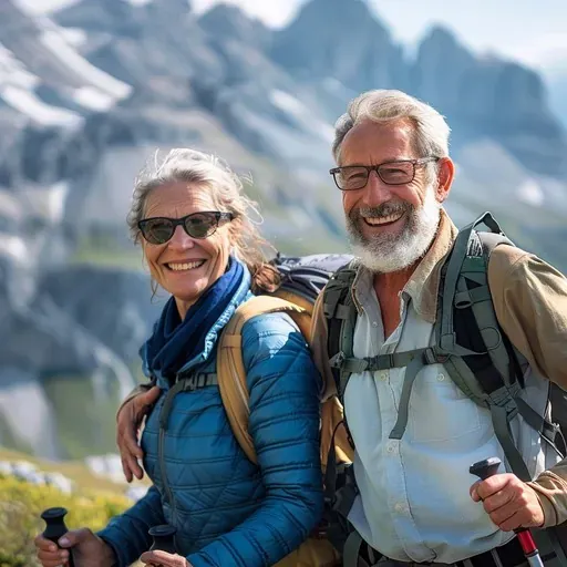 Walkers on a mountain path above the Pinzgau valley