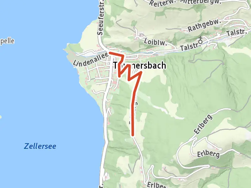 Variante Höhenweg drawn on a map of the valley