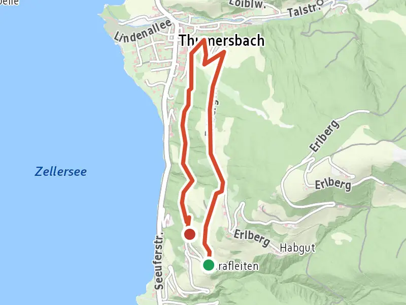 Grafleiten-Tour drawn on a map of the valley