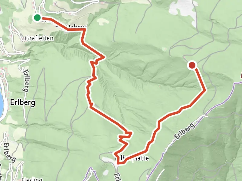 Wanderweg 89 drawn on a map of the valley