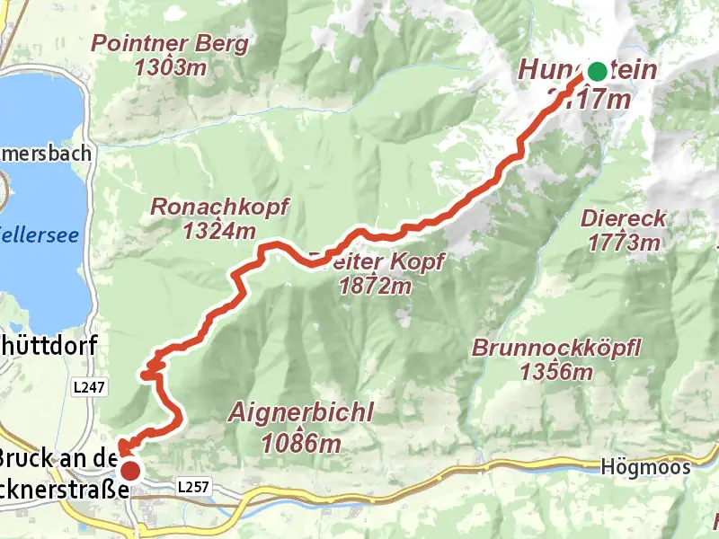 AV Weg 444 drawn on a map of the valley