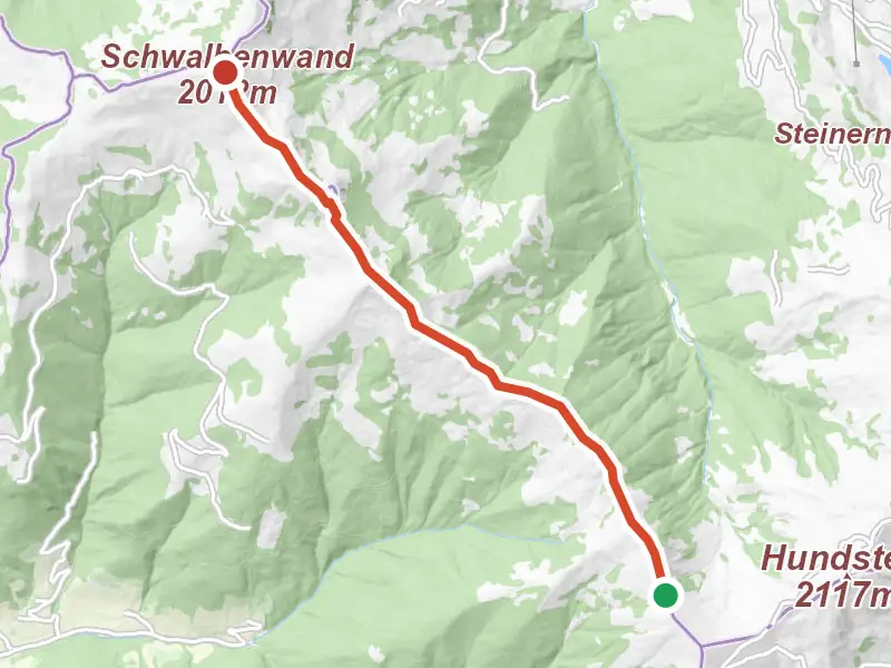 Wanderweg 87 drawn on a map of the valley