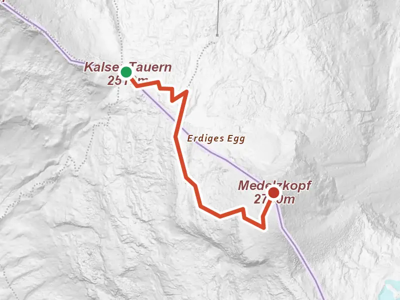 AV Weg 711A drawn on a map of the valley