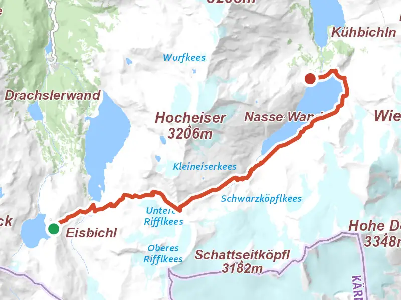 AV Weg 716 drawn on a map of the valley