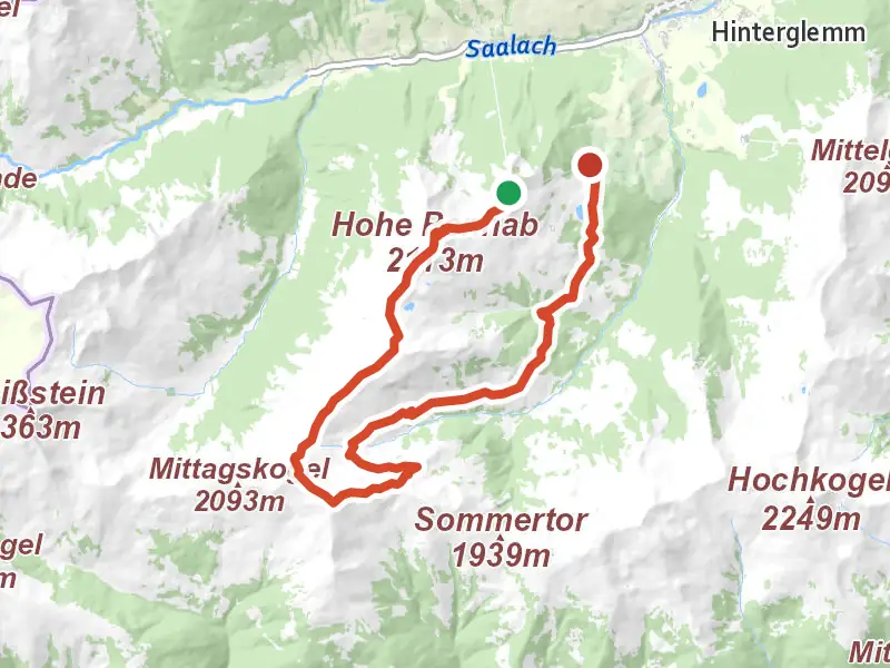 Wandertour Manlitzkogel drawn on a map of the valley