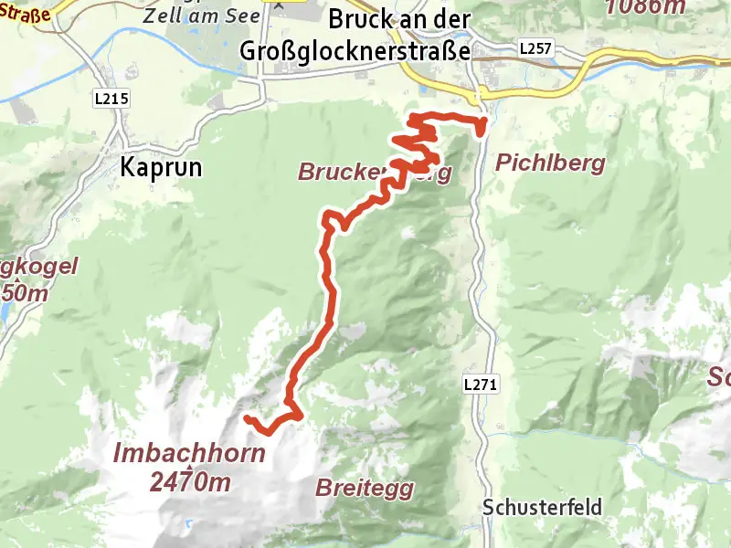 AV Weg 735 drawn on a map of the valley