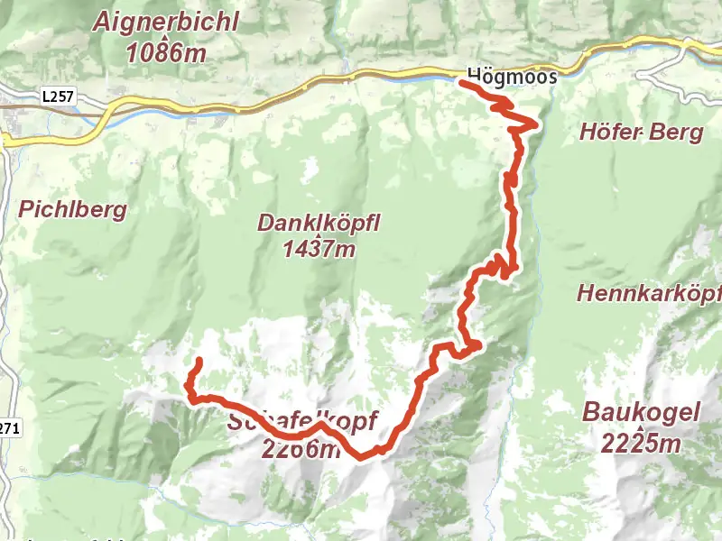 AV Weg 730 drawn on a map of the valley