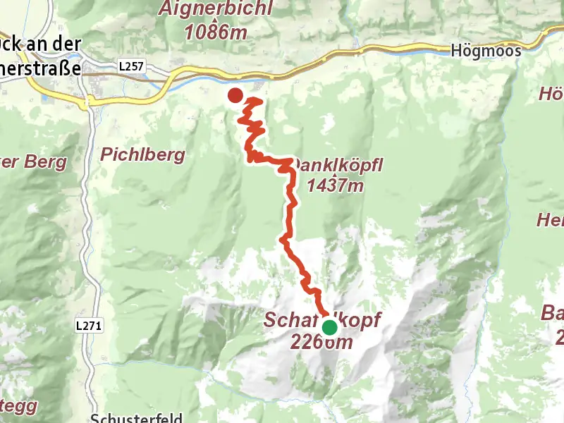 AV Weg 732 drawn on a map of the valley