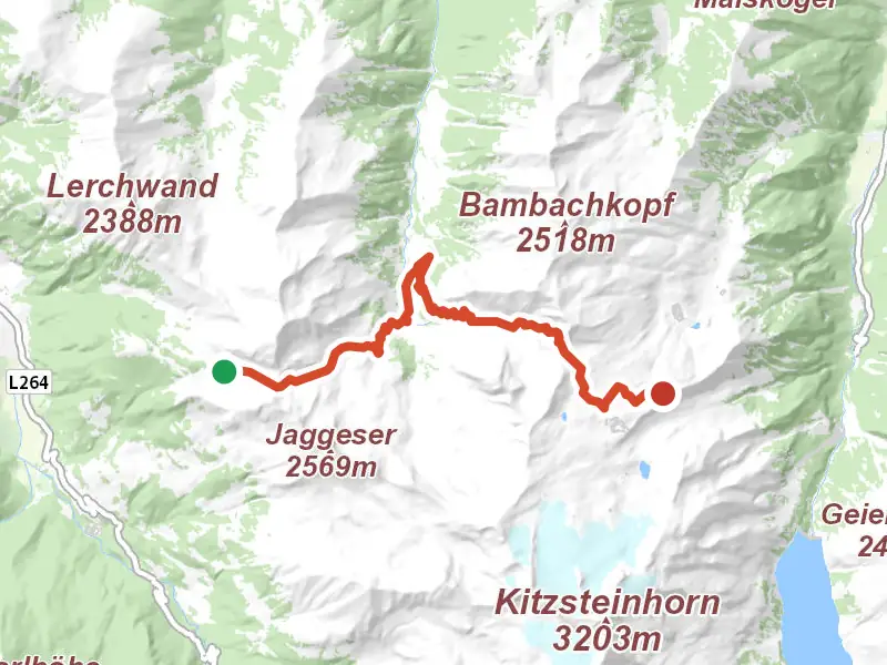 AV Weg 719 drawn on a map of the valley