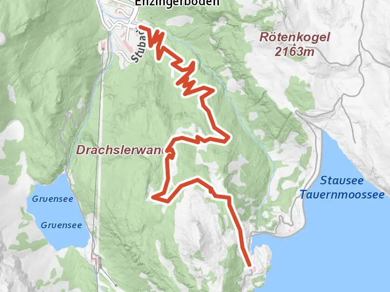 Zirbenweg drawn on a map of the valley