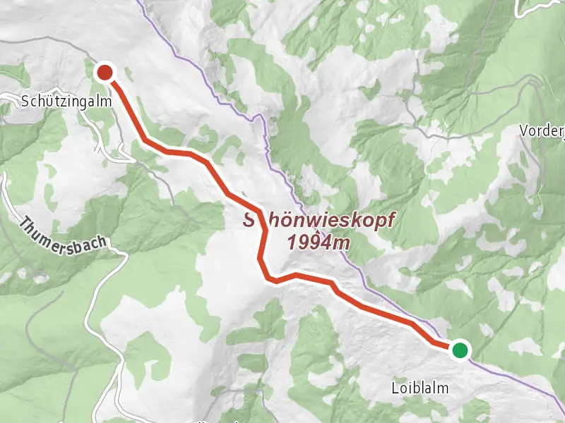 Wanderweg 88 drawn on a map of the valley