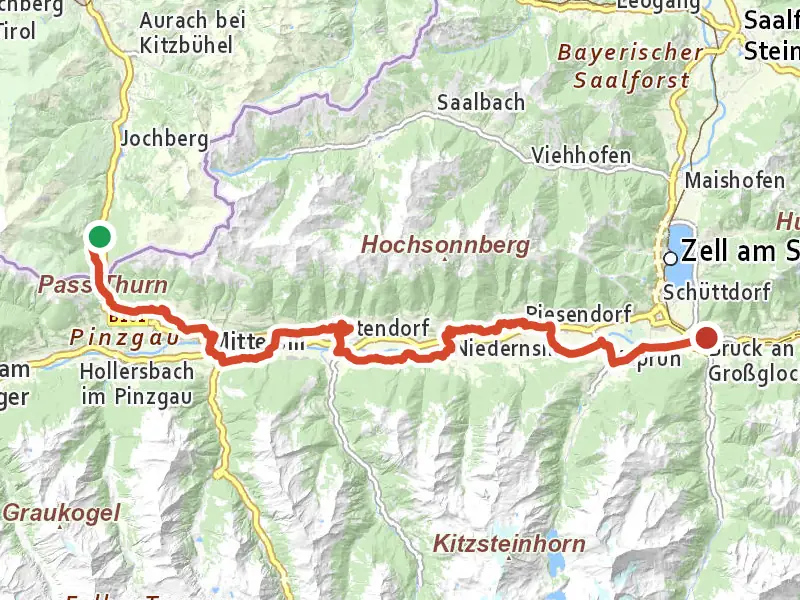 Pinzgauer Marienweg (Der Klassische) drawn on a map of the valley