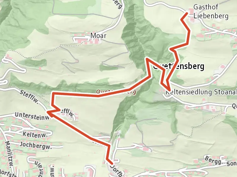 Schmetterlingslehrweg Uttendorf drawn on a map of the valley