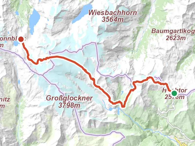 AV Weg 702 (Zentralalpenweg Var. A) drawn on a map of the valley