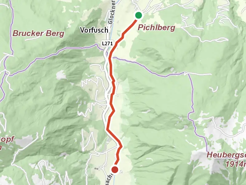 Wanderweg 8 drawn on a map of the valley
