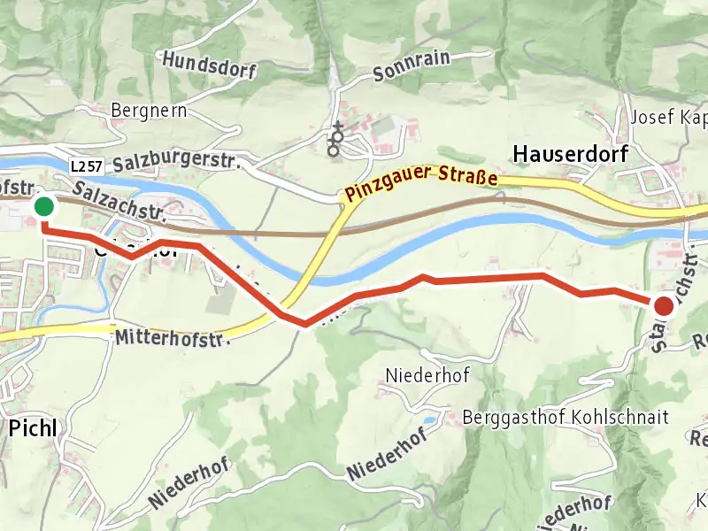 Wanderweg 9 drawn on a map of the valley