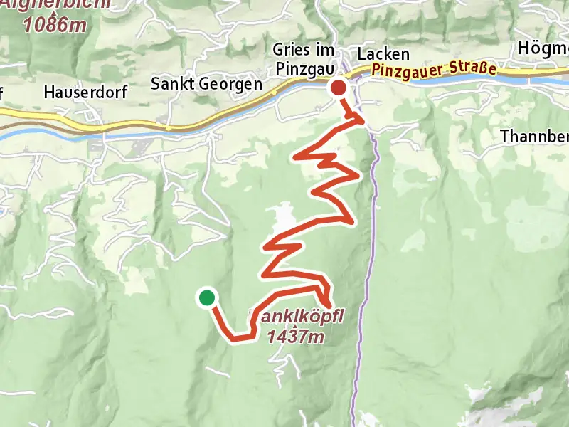 AV Weg 731 drawn on a map of the valley