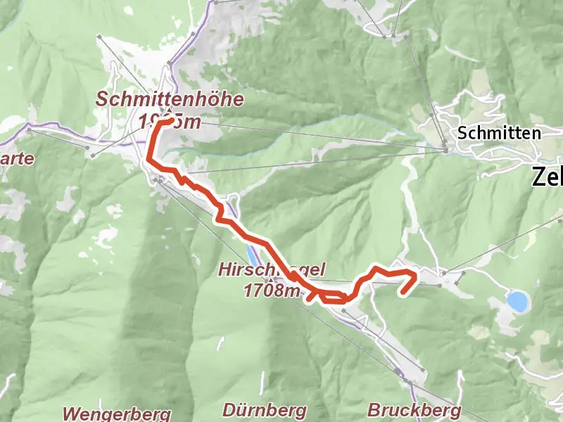 Schmittenweg drawn on a map of the valley
