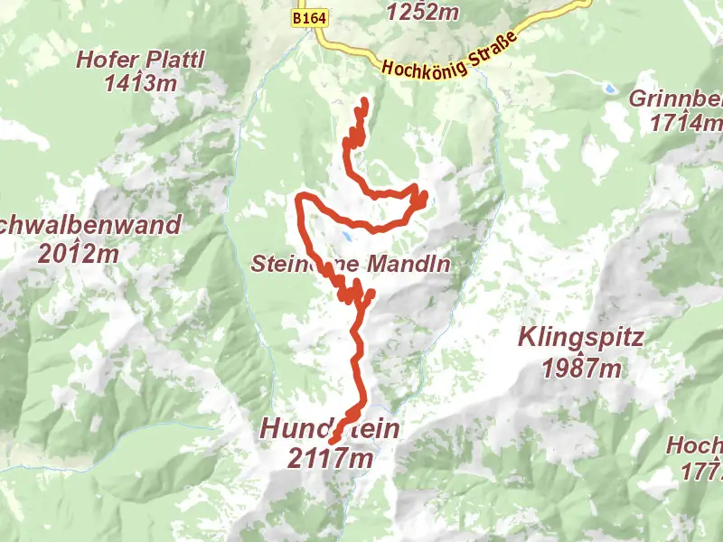 Wanderweg 28 drawn on a map of the valley