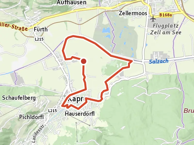 Kaprun-Trail drawn on a map of the valley