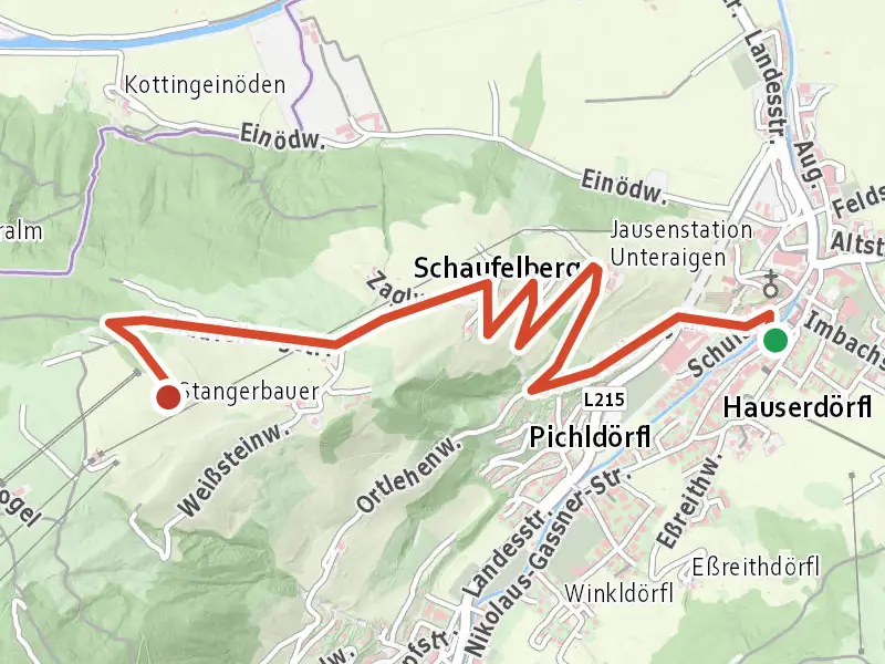 Stangerbauer-Vorderweißstein drawn on a map of the valley