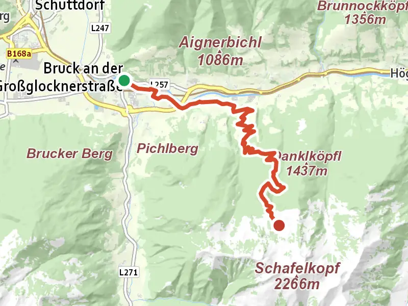 Erlhofalm drawn on a map of the valley