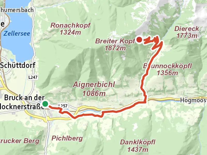 Moosalm drawn on a map of the valley