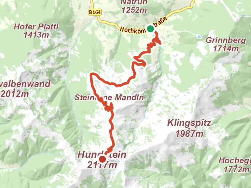Hundstein drawn on a map of the valley