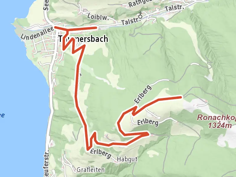 Waldheim-Enzianhütte drawn on a map of the valley