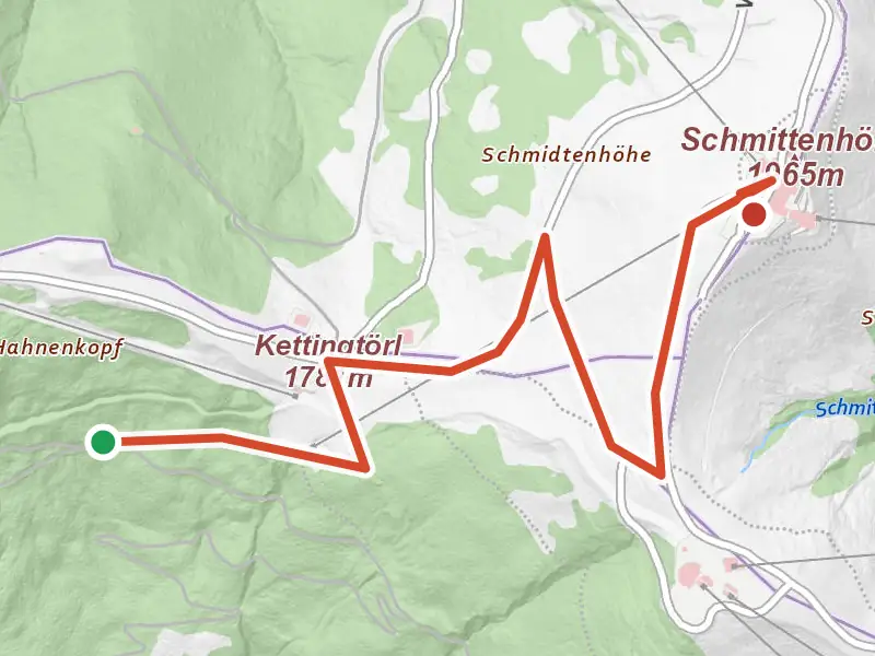 Schmittenhöhe drawn on a map of the valley