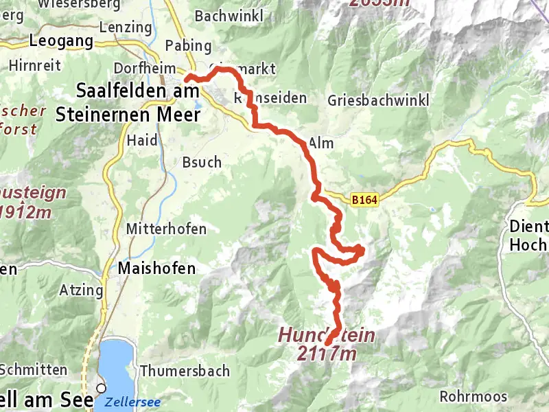 SA 05 | Hundstein - Variante 2 drawn on a map of the valley